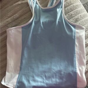 FP Movement by Free People Light Blue and White Racerback Tank